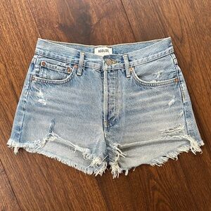 Agolde Parker Light Blue Distressed Jean Shorts